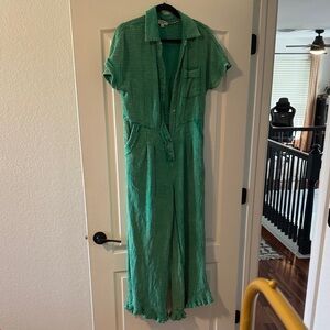 Umgee Emerald Button-Up Jumpsuit
